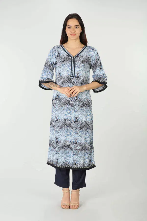 Printed Blue Kurta For Ladies