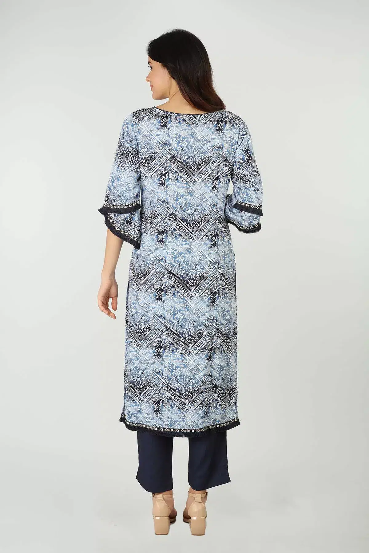 Printed Blue Kurta For Ladies