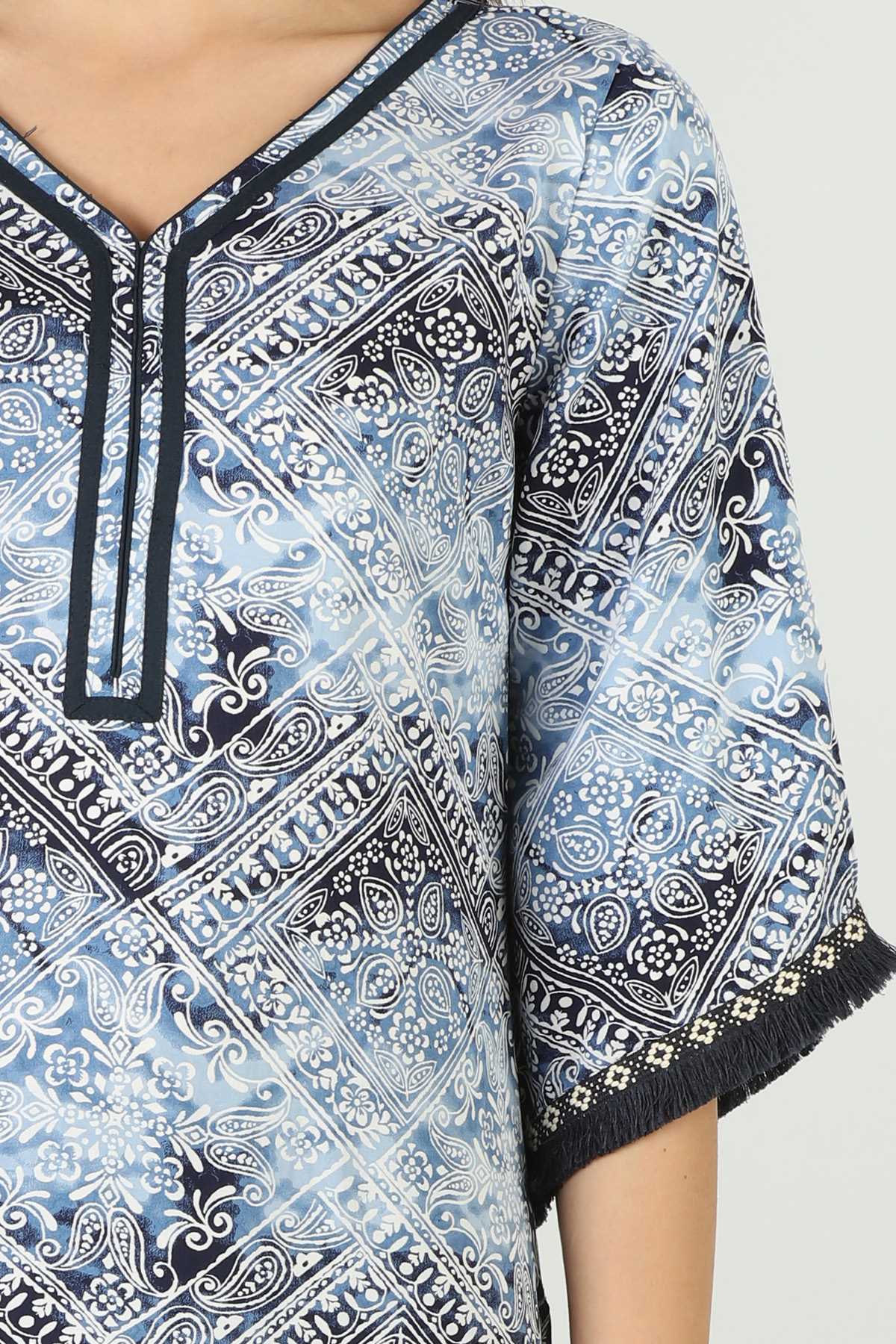 Printed Blue Kurta For Ladies