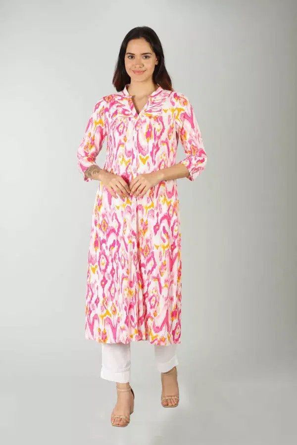 Pink Printed Kurti For Women