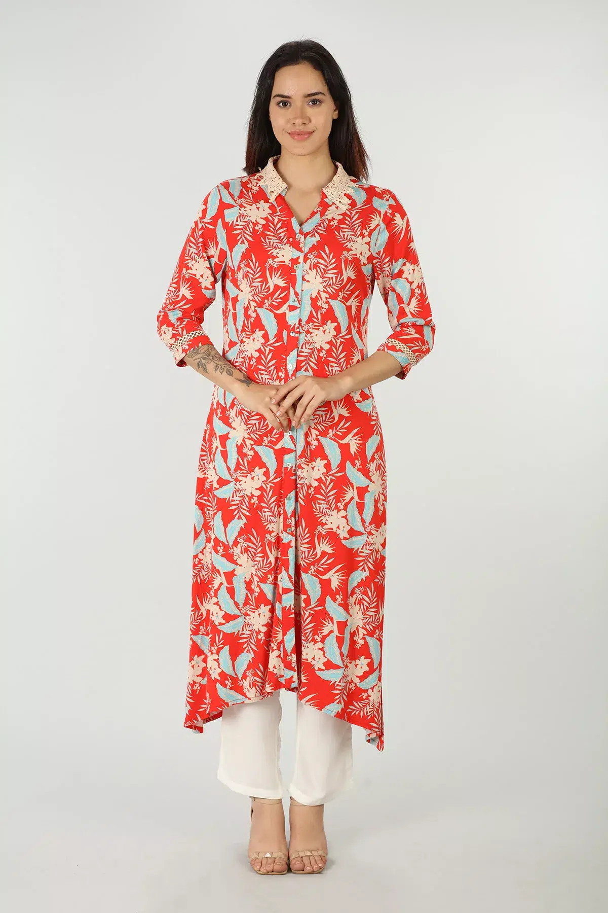 Printed Red Kurti For Women