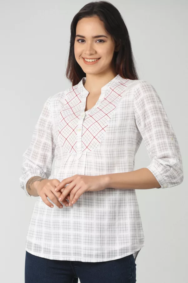 Checks White Top Ladies