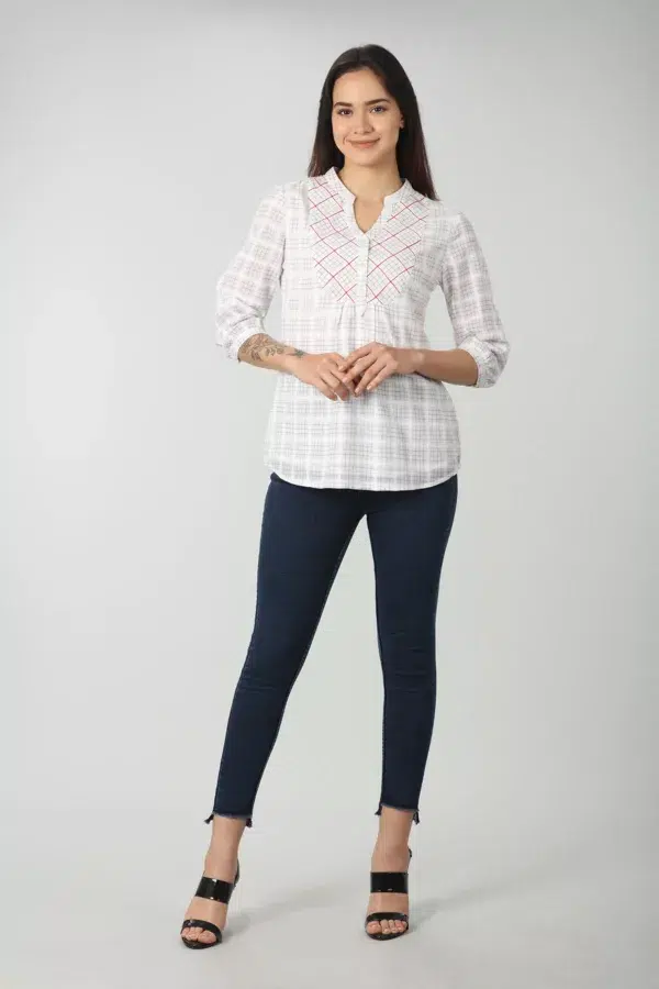 Checks White Top Ladies