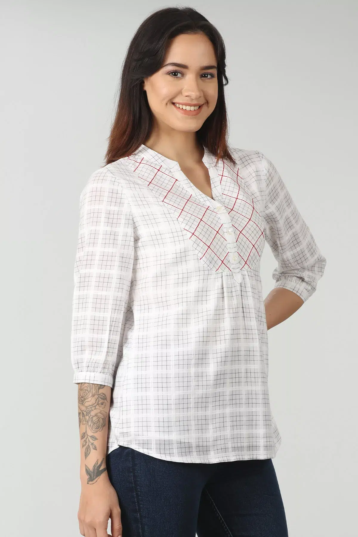 Checks White Top Ladies