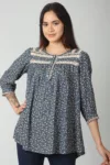 Lace Printed Blue Tops For Women