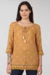 Printed Mustard Colour Top For Women