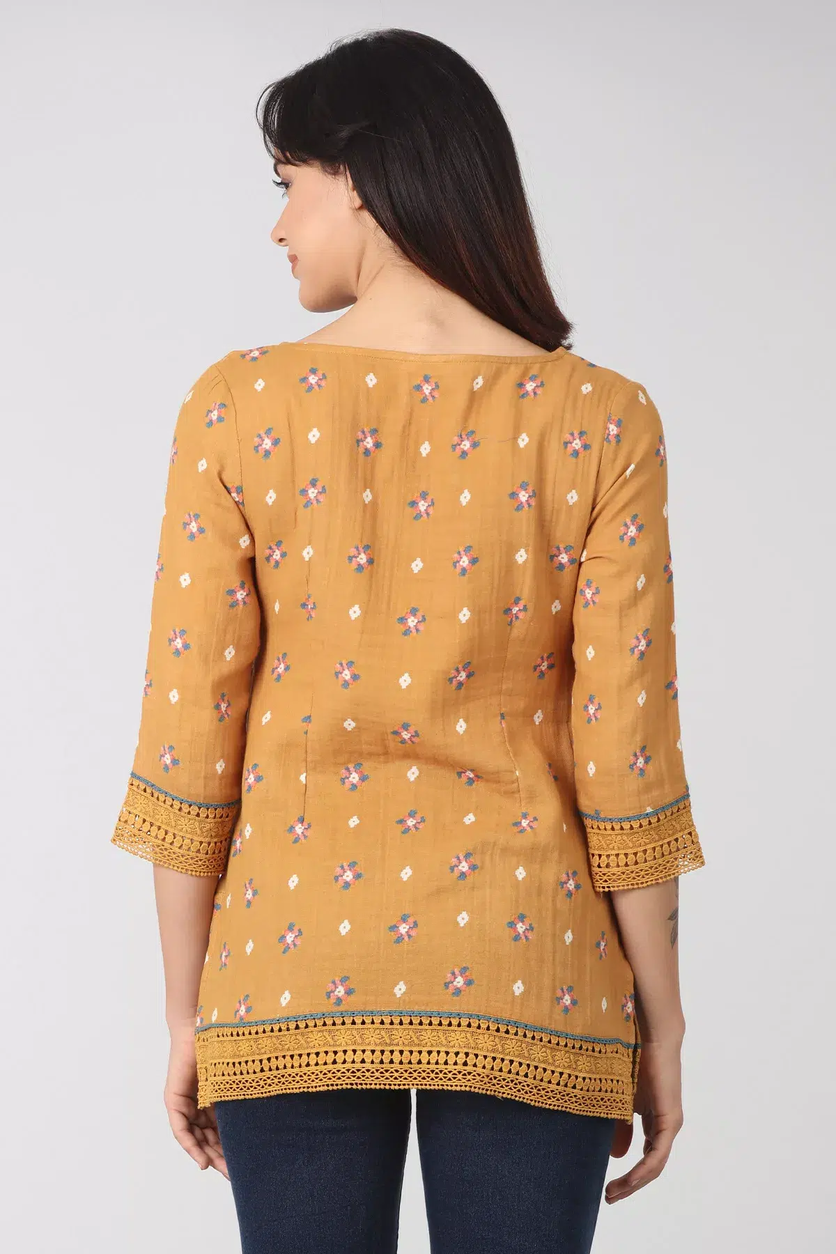 Printed Mustard Colour Top For Women