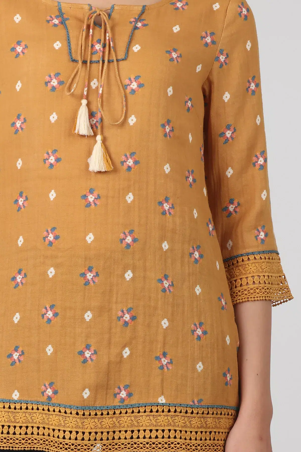 Printed Mustard Colour Top For Women