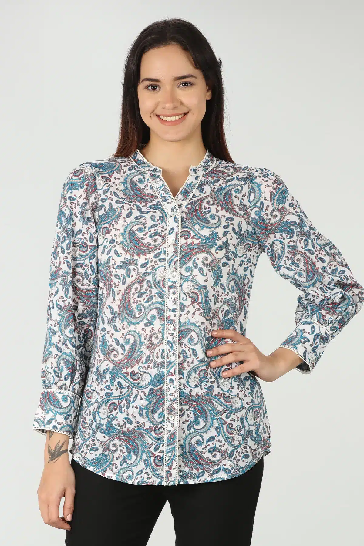 Printed Blue Shirt Women
