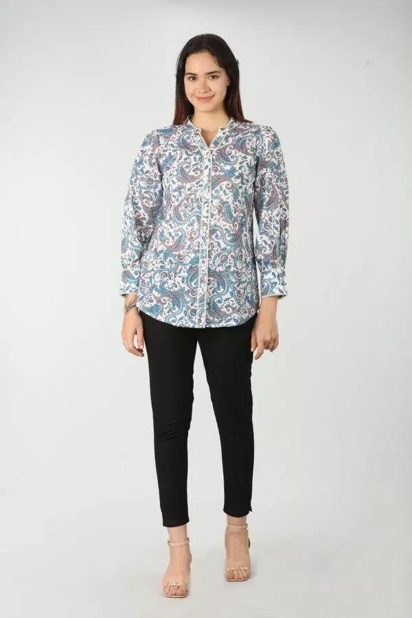 Printed Blue Shirt Women