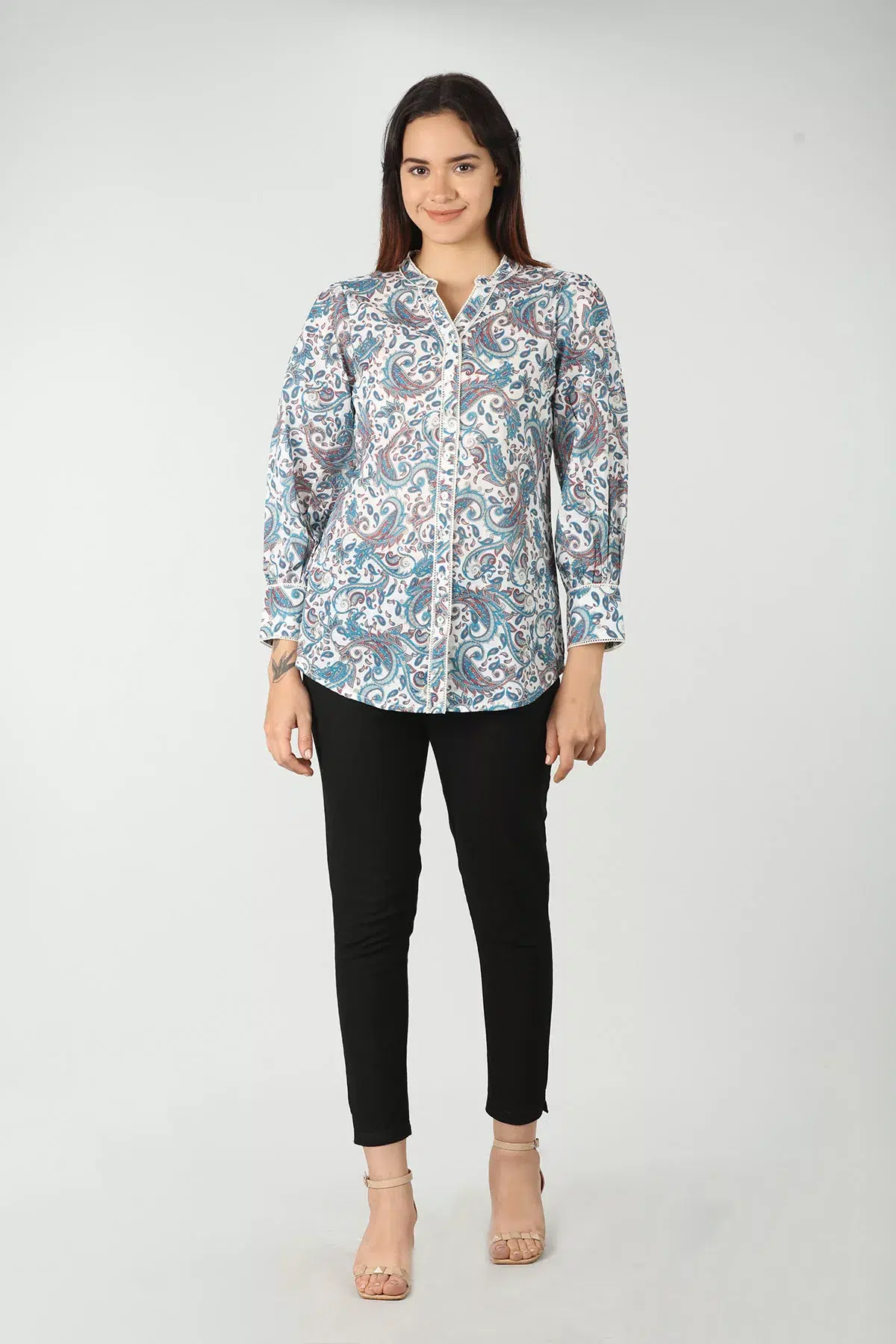 Printed Blue Shirt Women