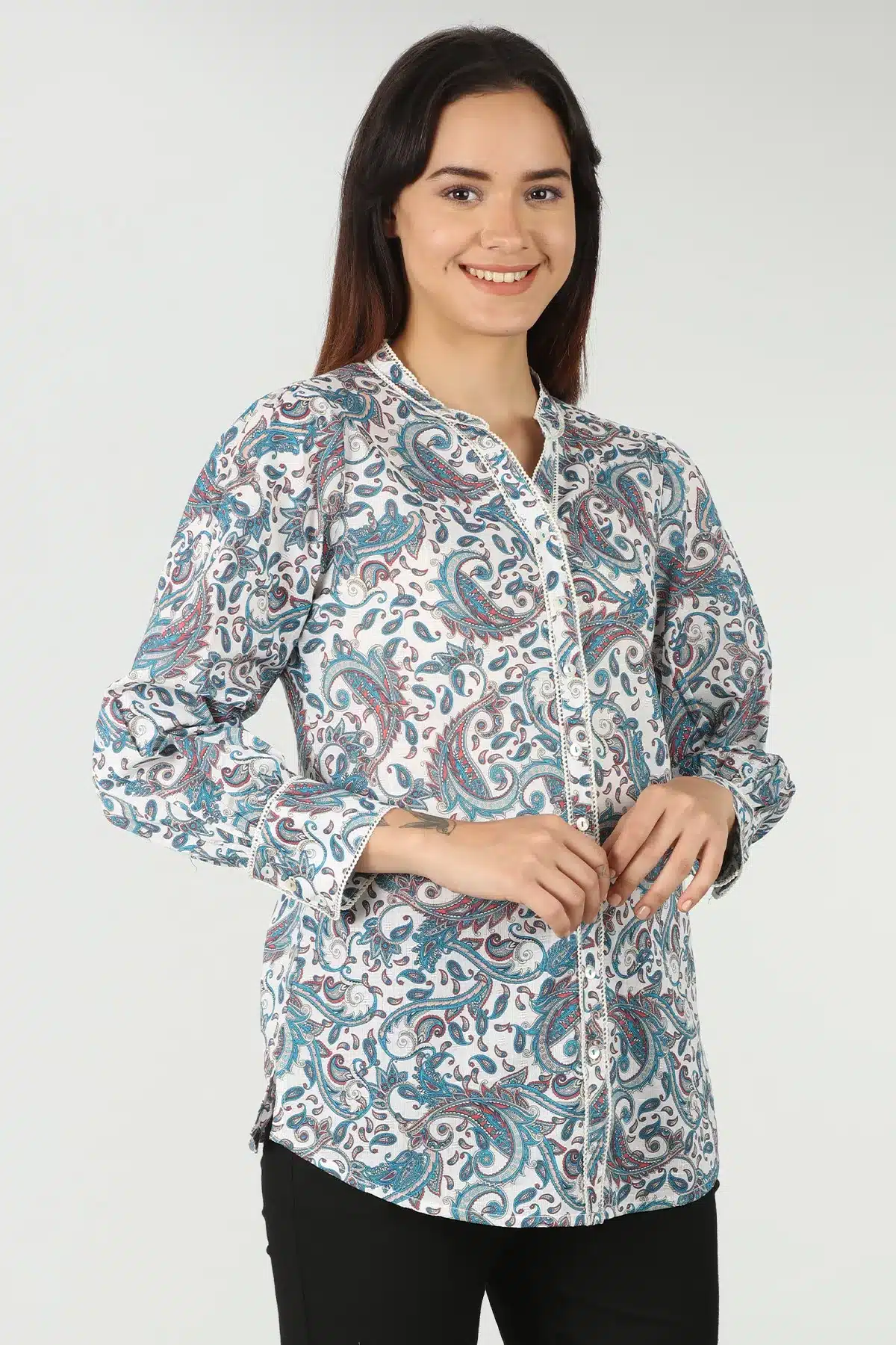 Printed Blue Shirt Women