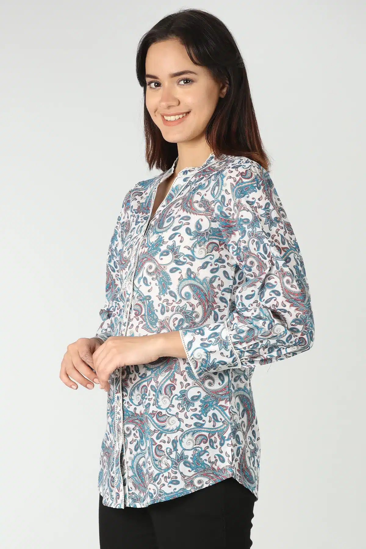 Printed Blue Shirt Women