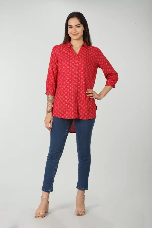 Printed Red Shirt Women