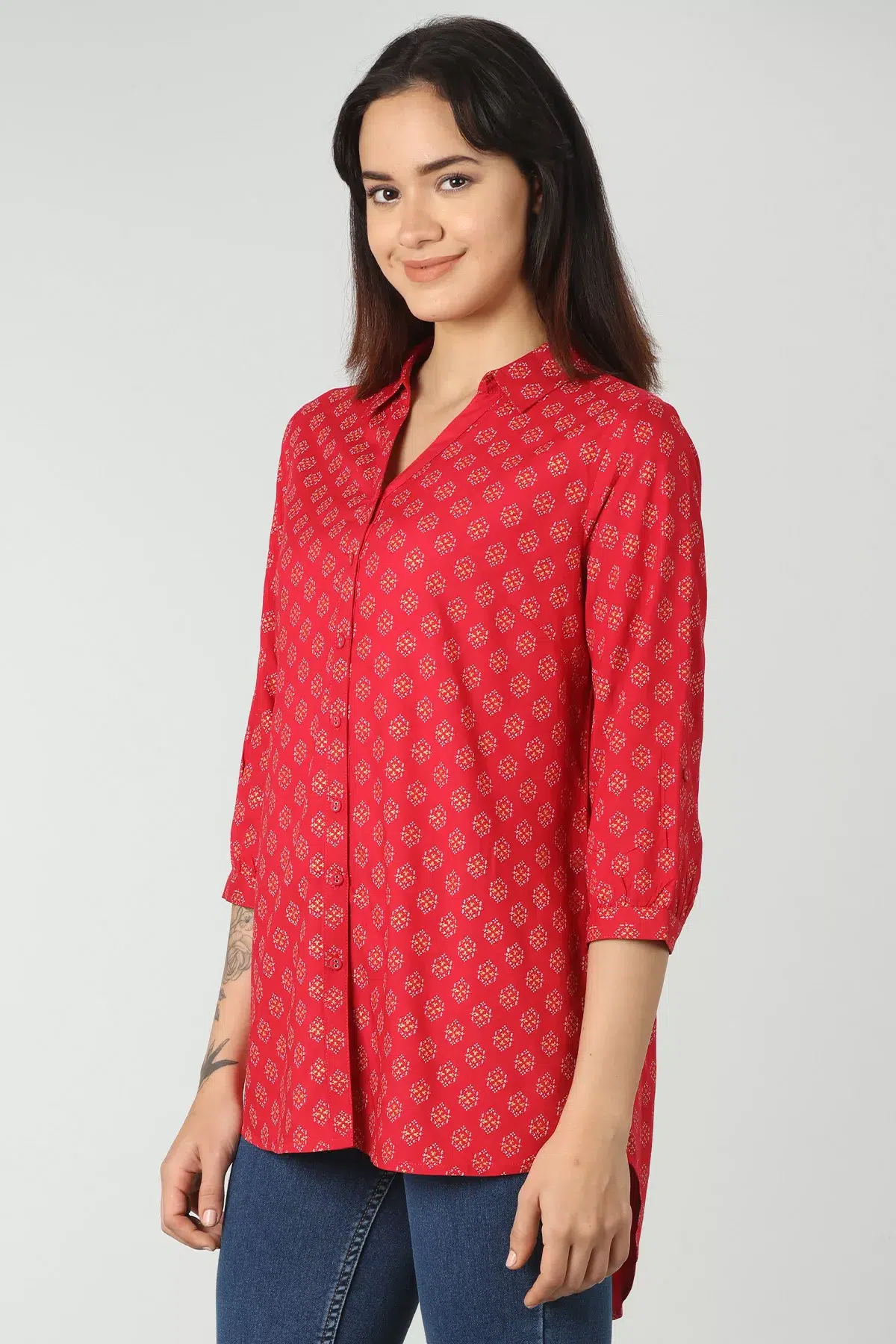 Printed Red Shirt Women