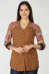 Printed Orange Shirt For Ladies