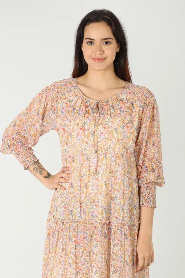 Printed Cream Dresses For Women