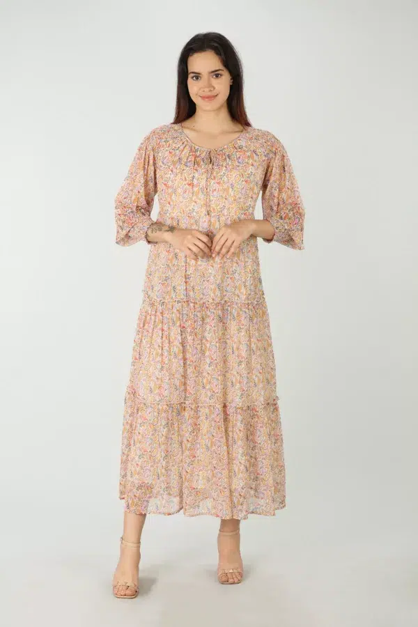 Printed Cream Dresses For Women