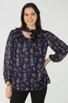 Printed Navy Blue Top For Women