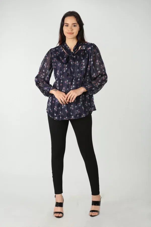 Printed Navy Blue Top For Women