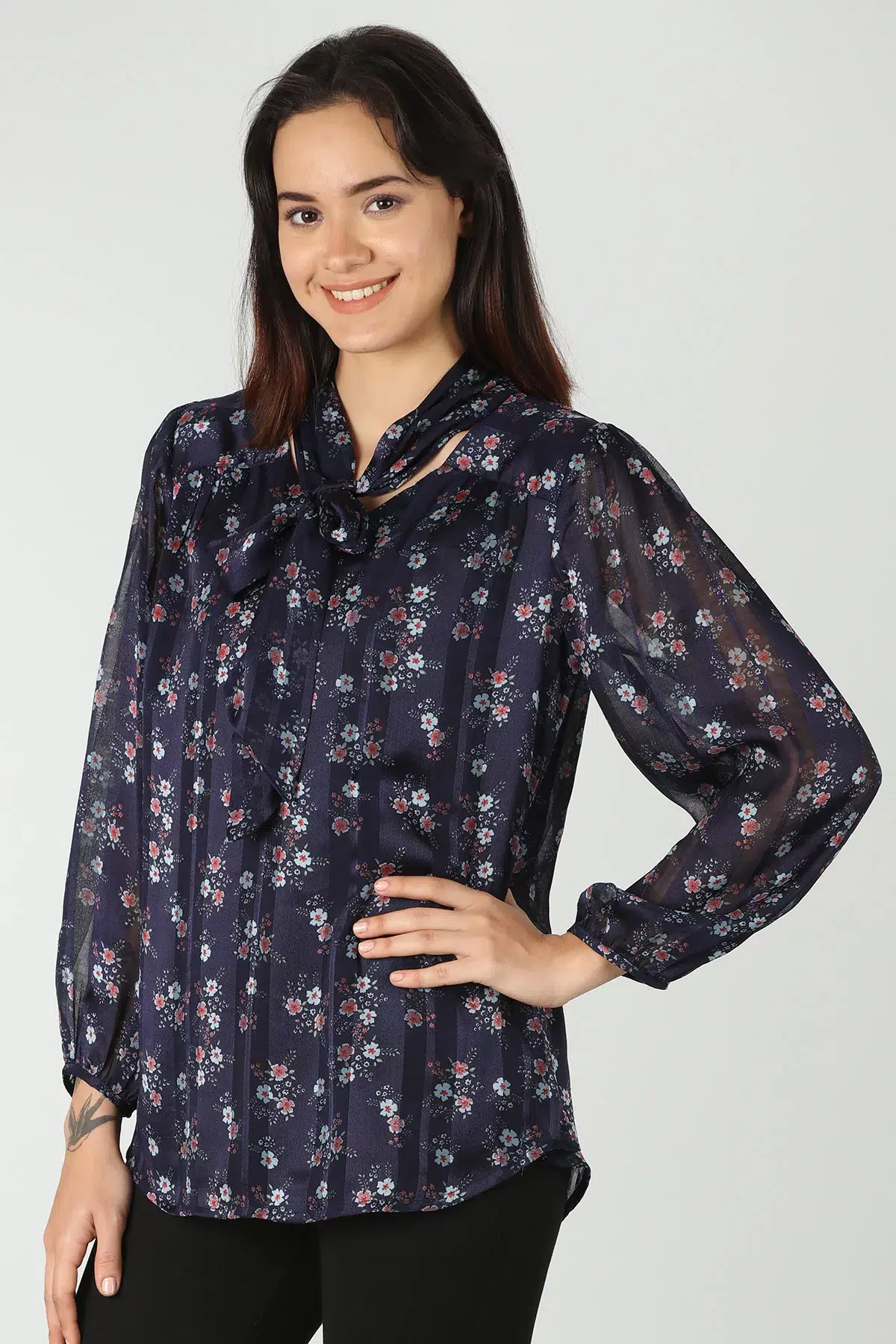 Printed Navy Blue Top For Women