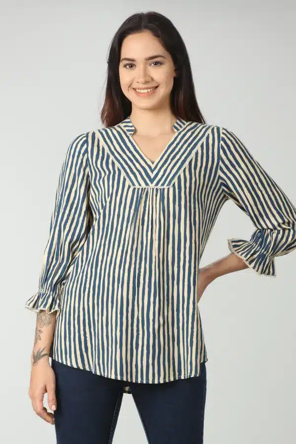 Striped Blue Top For Women