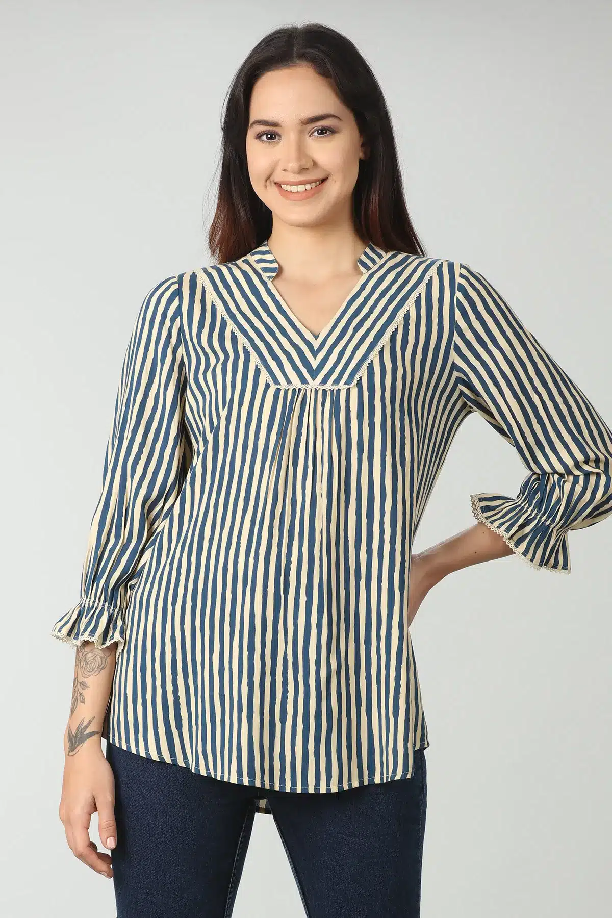 Striped Blue Top For Women