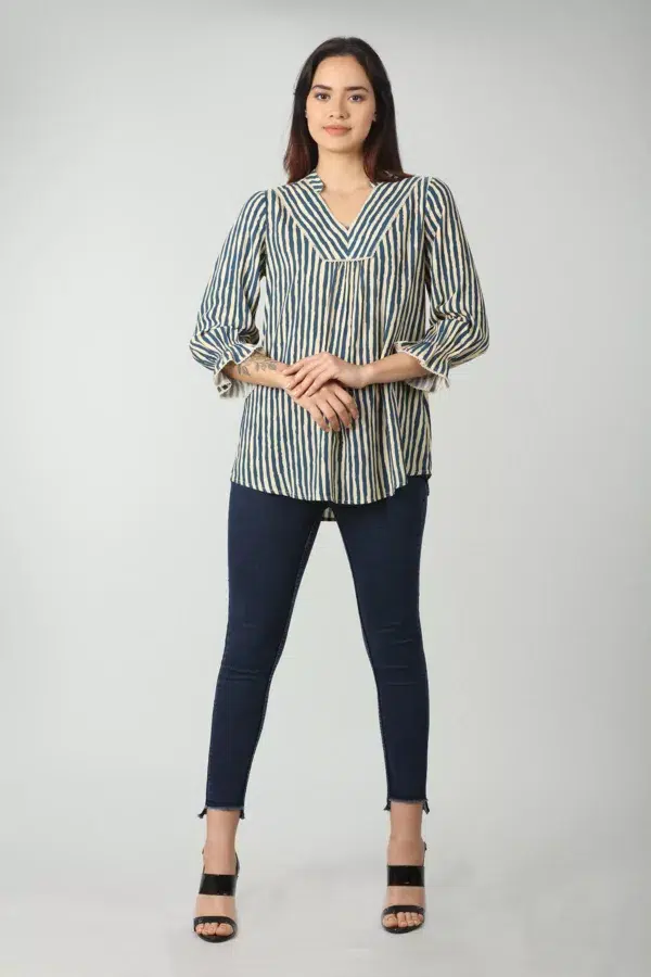 Striped Blue Top For Women