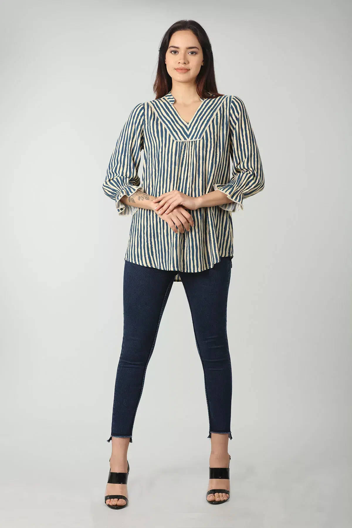 Striped Blue Top For Women