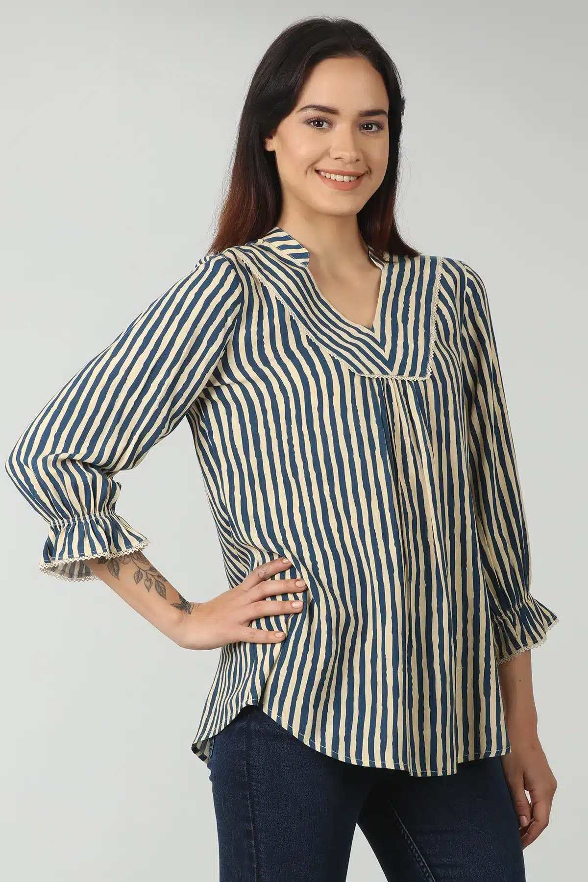 Striped Blue Top For Women