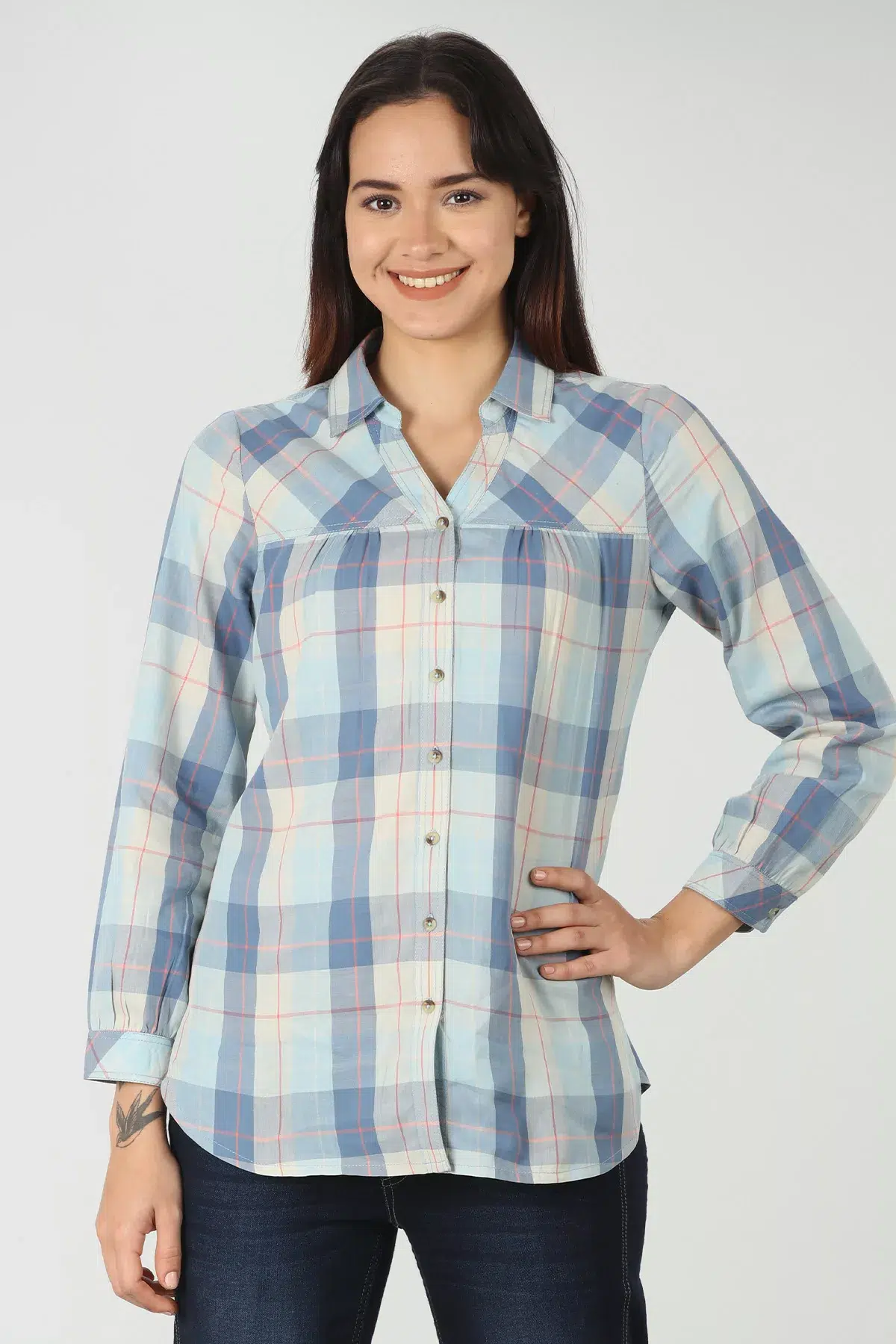 Blue Check Shirt Ladies