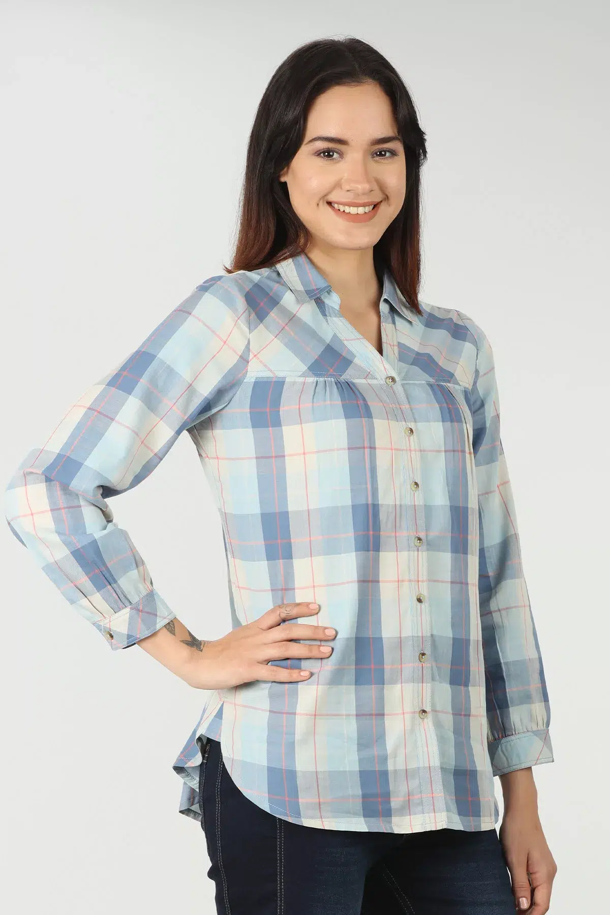 Blue Check Shirt Ladies