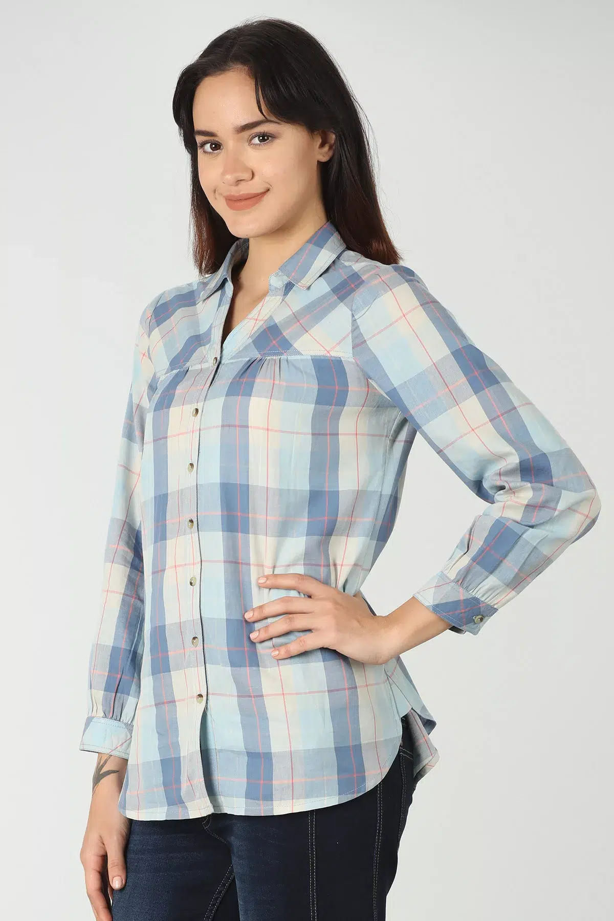 Blue Check Shirt Ladies