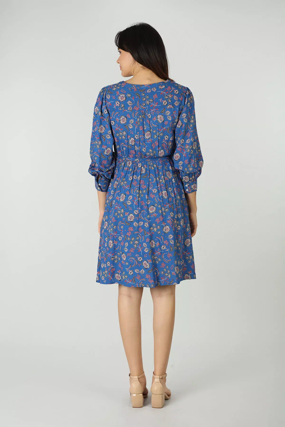 Printed Blue Midi Dress For Women