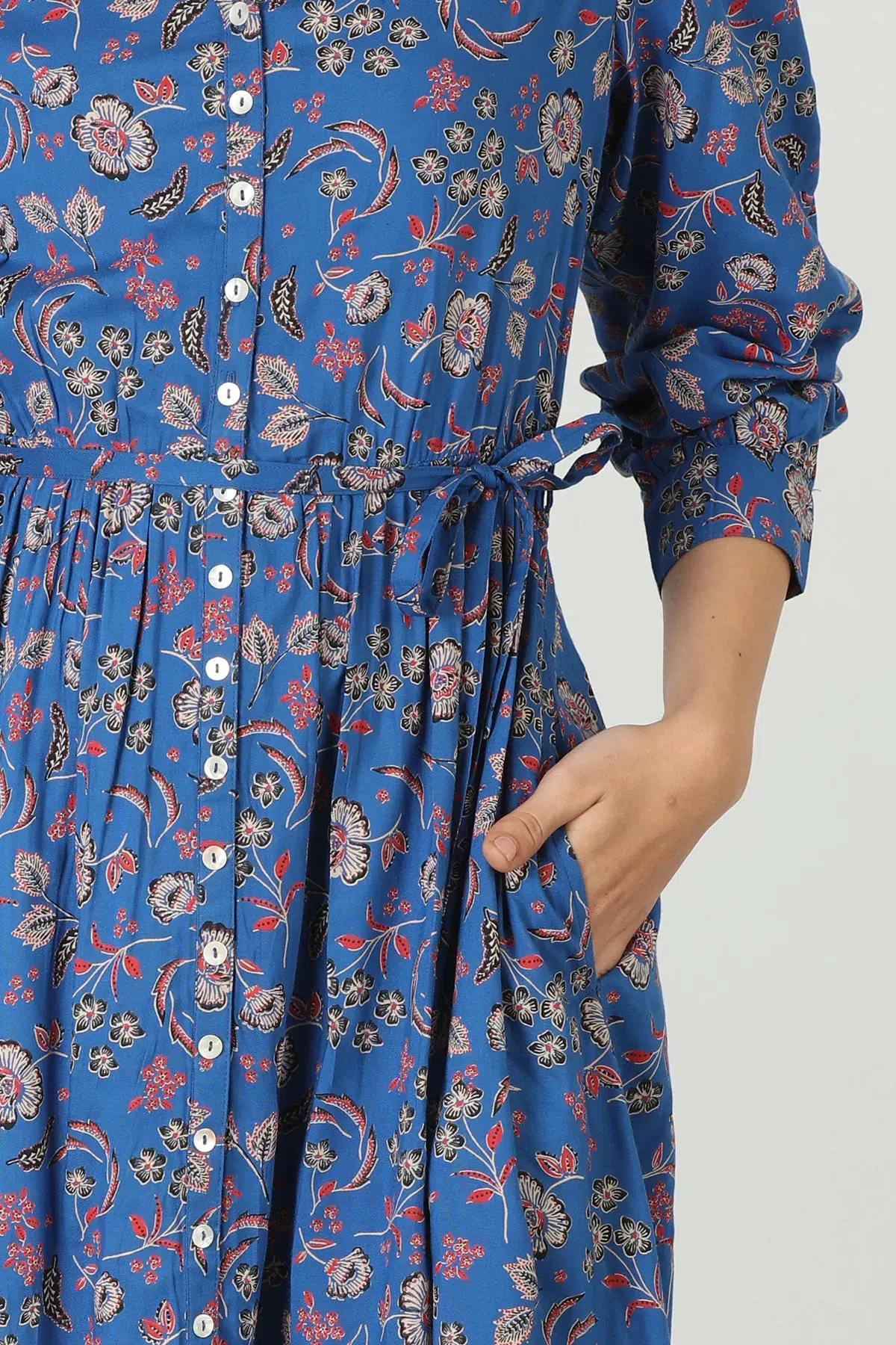 Printed Blue Midi Dress For Women