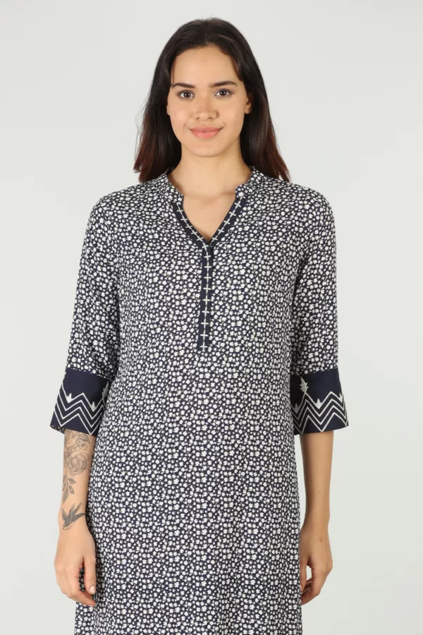 Printed Blue Kurti For Women