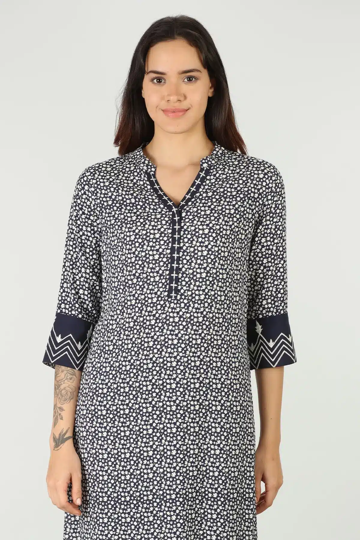 Printed Blue Kurti For Women