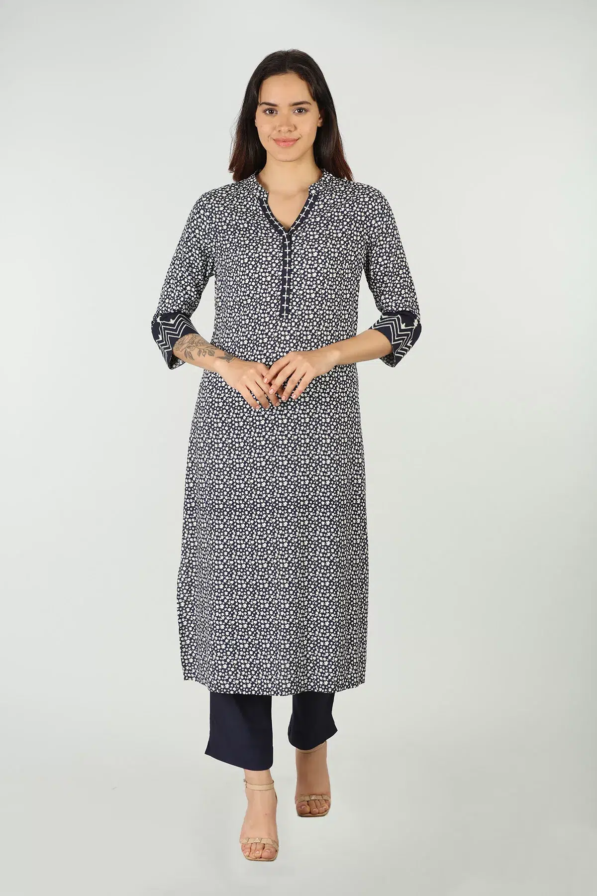 Printed Blue Kurti For Women