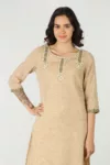 Beige Embroidered Kurta For Women