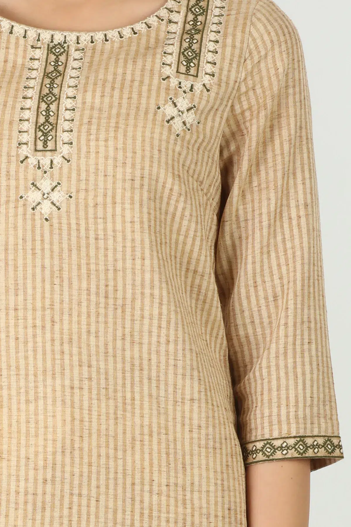 Beige Embroidered Kurta For Women