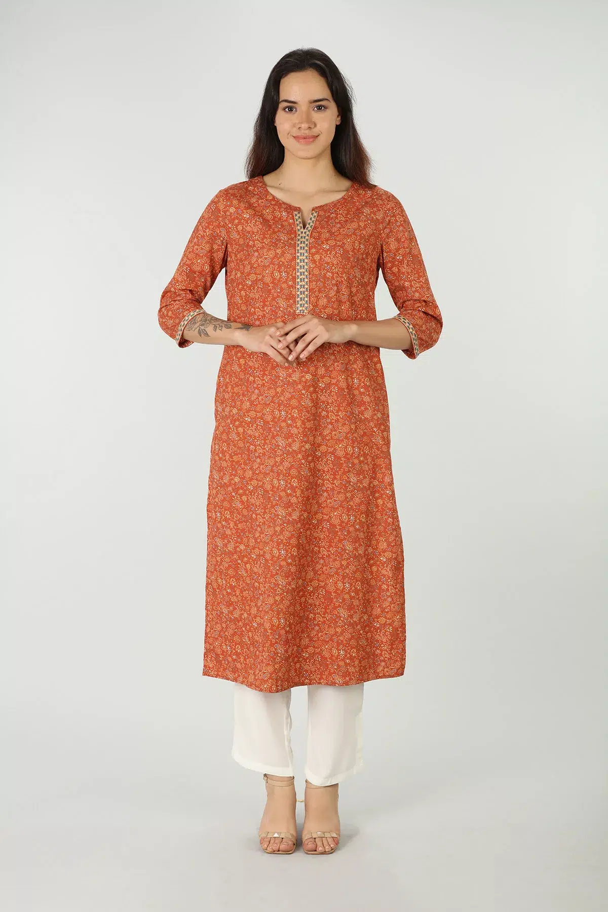 Rust Cotton Kurtis For Women