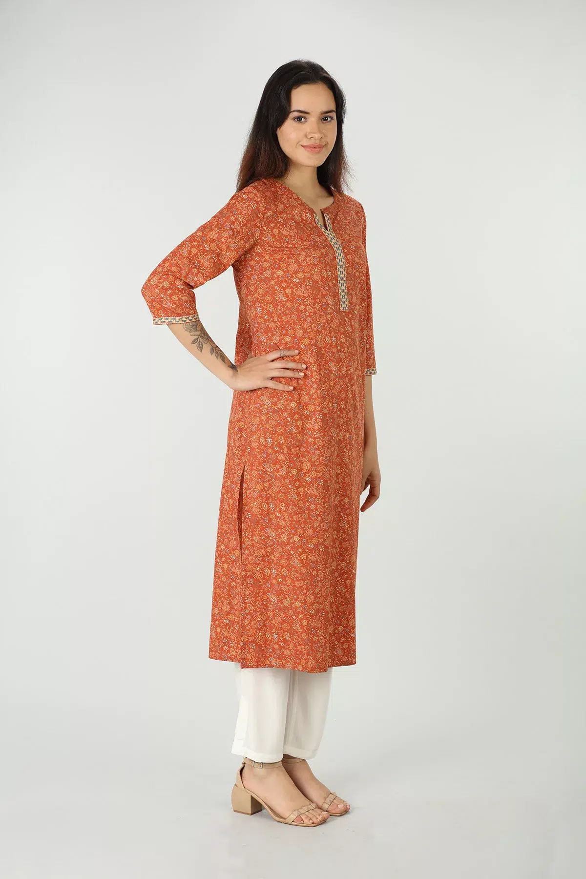 Rust Cotton Kurtis For Women