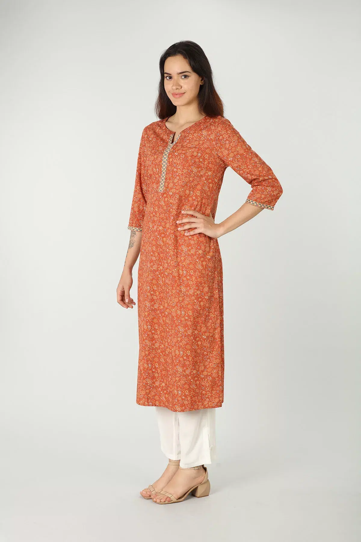 Rust Cotton Kurtis For Women