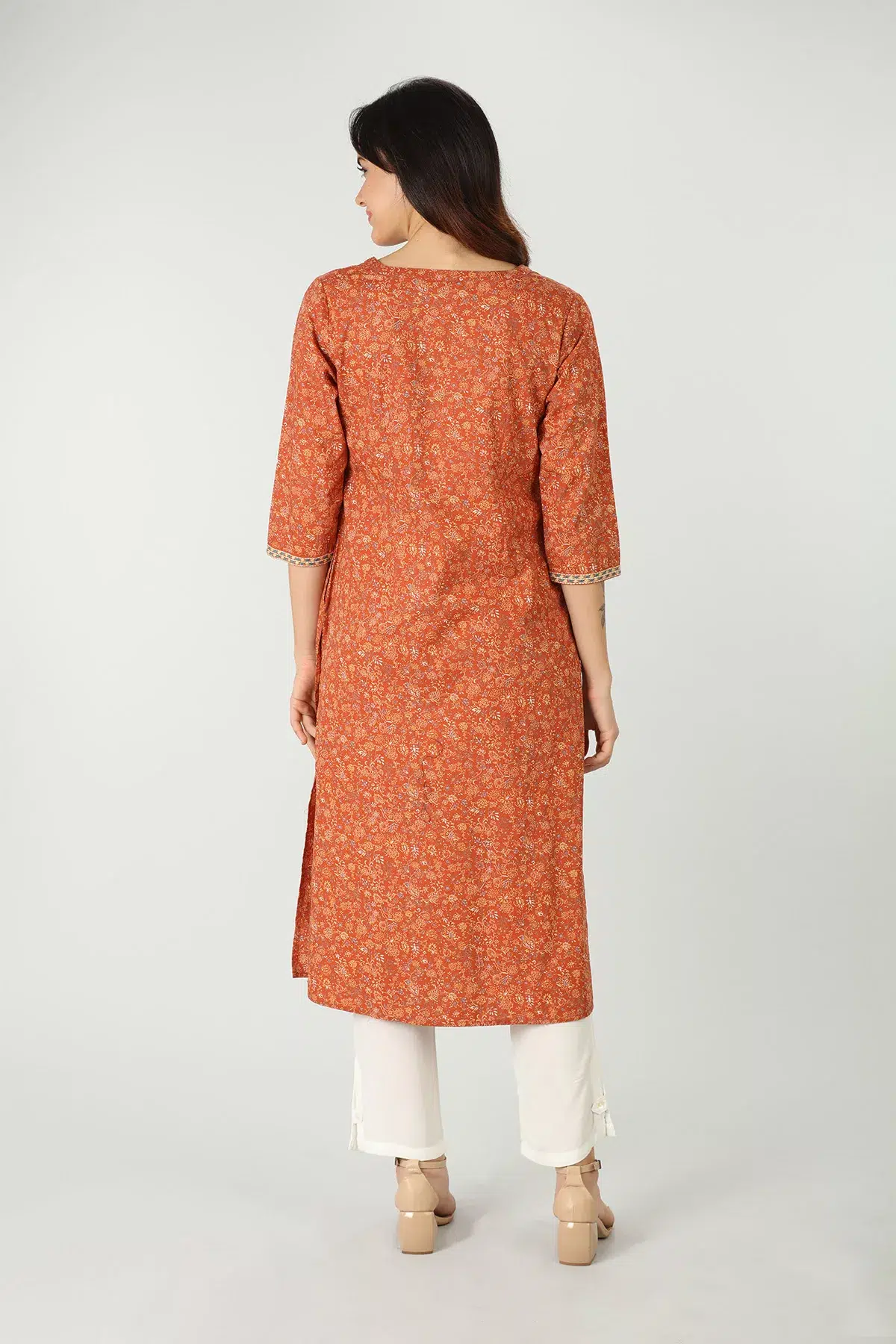 Rust Cotton Kurtis For Women