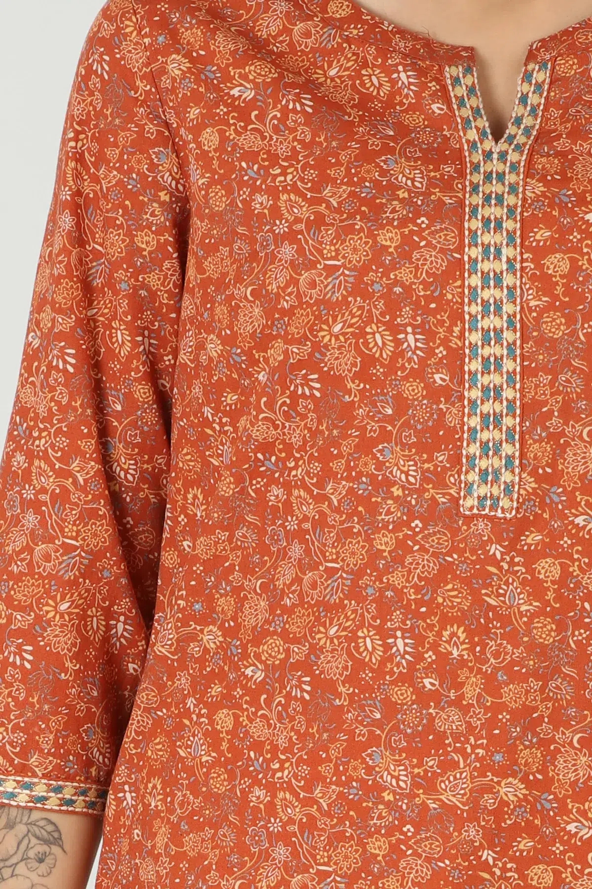 Rust Cotton Kurtis For Women