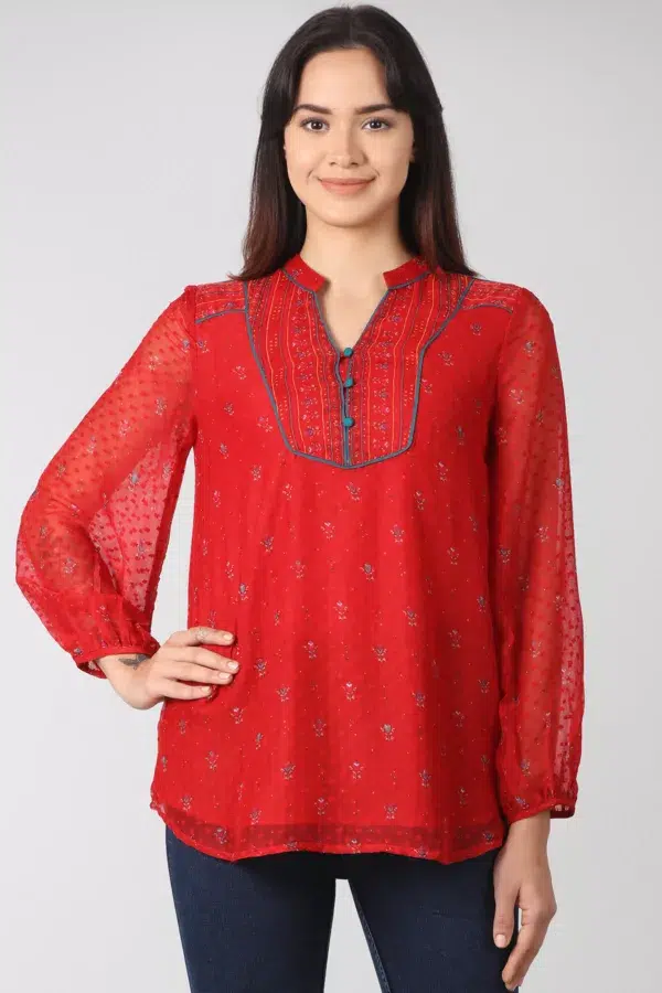 Printed Red Top For Women