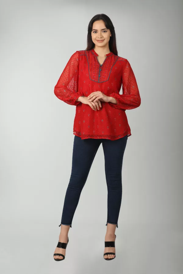Printed Red Top For Women