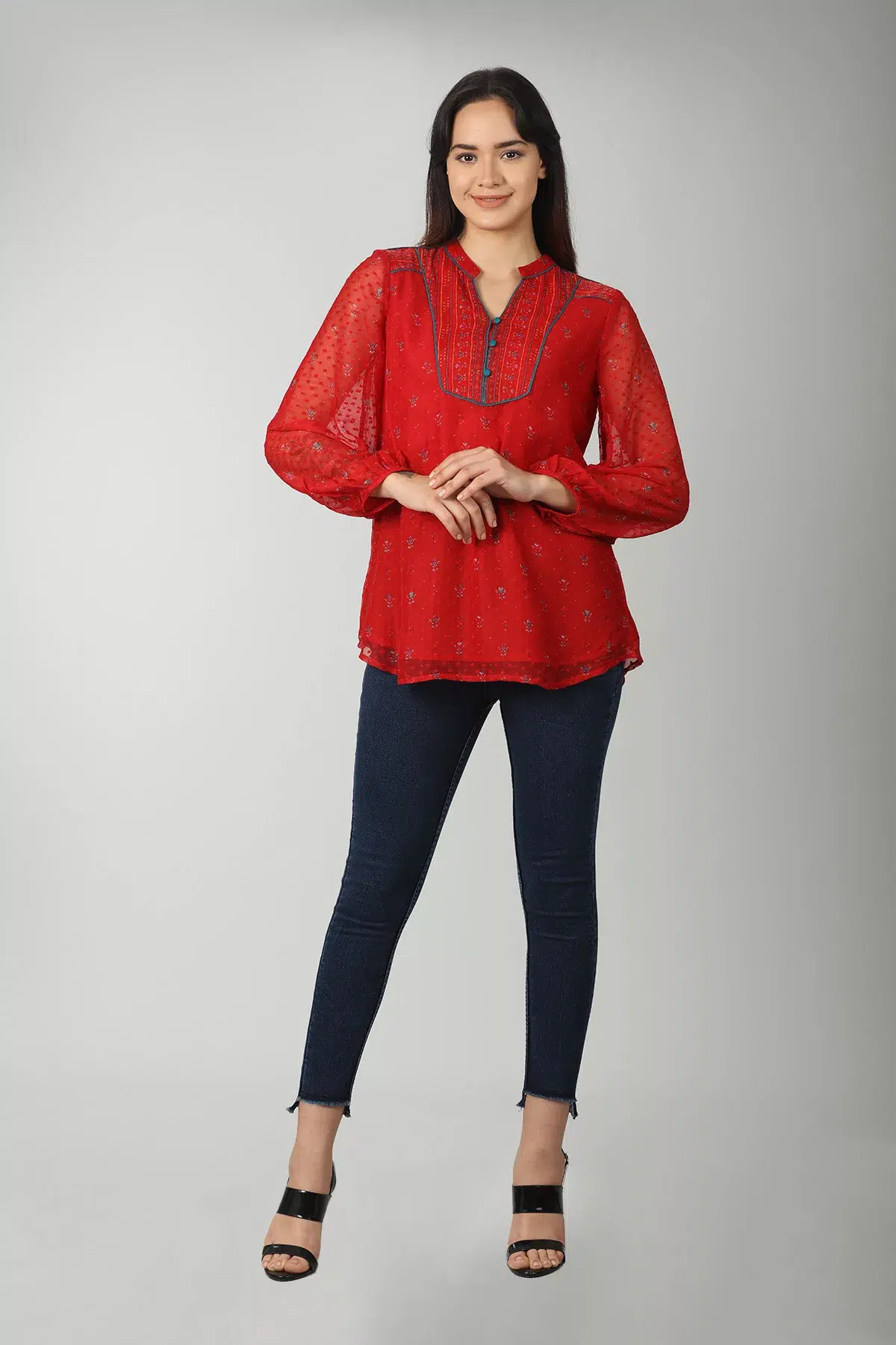 Printed Red Top For Women