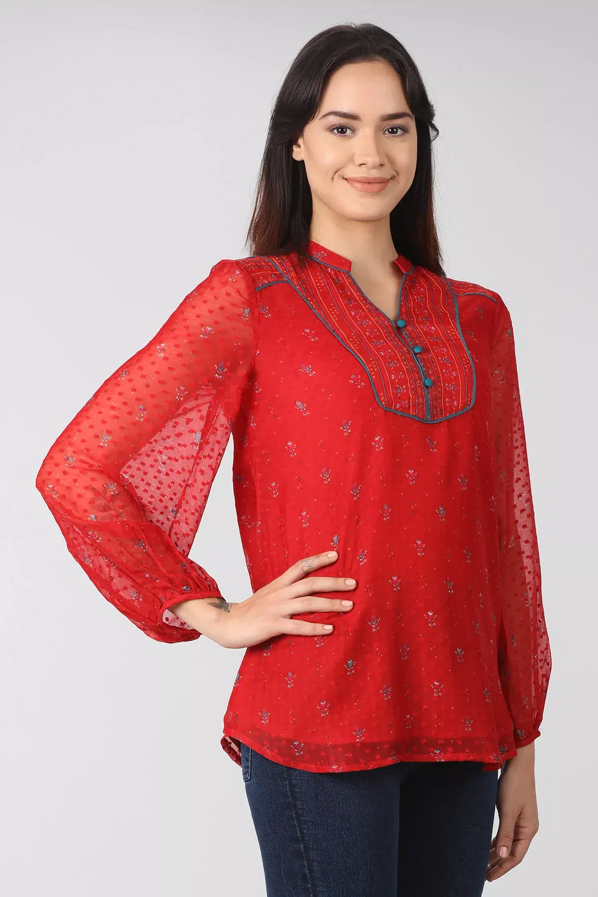 Printed Red Top For Women