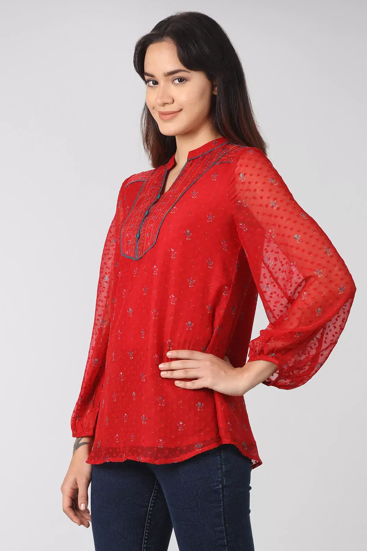 Printed Red Top For Women